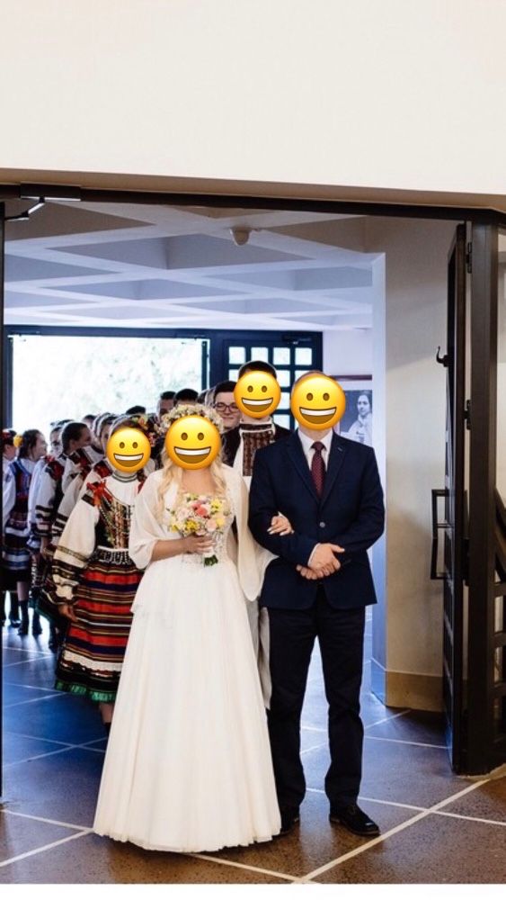 Rustykalna suknia ślubna boho muślin