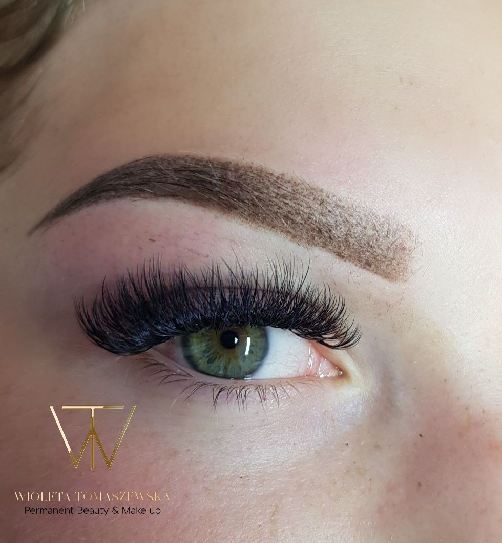 Brwi permanentne maszynowe. Ombre. Microblading, Powder effect.