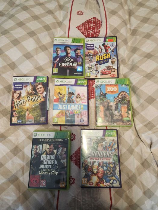 7 gier Xbox 360 Kiect Harry Rush Zoo Tycoon Fifa 19 Just Dance GTA