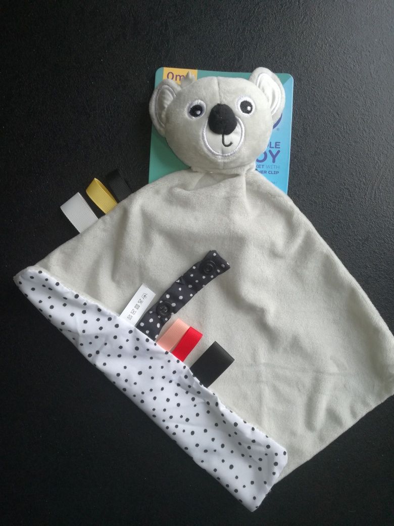 Nowy zestaw Canpol Babies świecący smoczek 6-18 zawieszka- kocyk koala