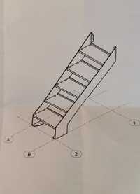 Schody stalowe metalowe blacha 6mm stopnie perforowane.