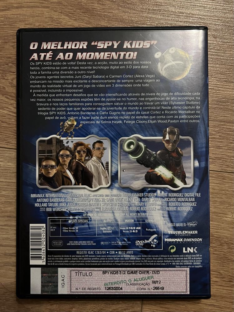 DVD “Spy kids 3D” com óculos 3D