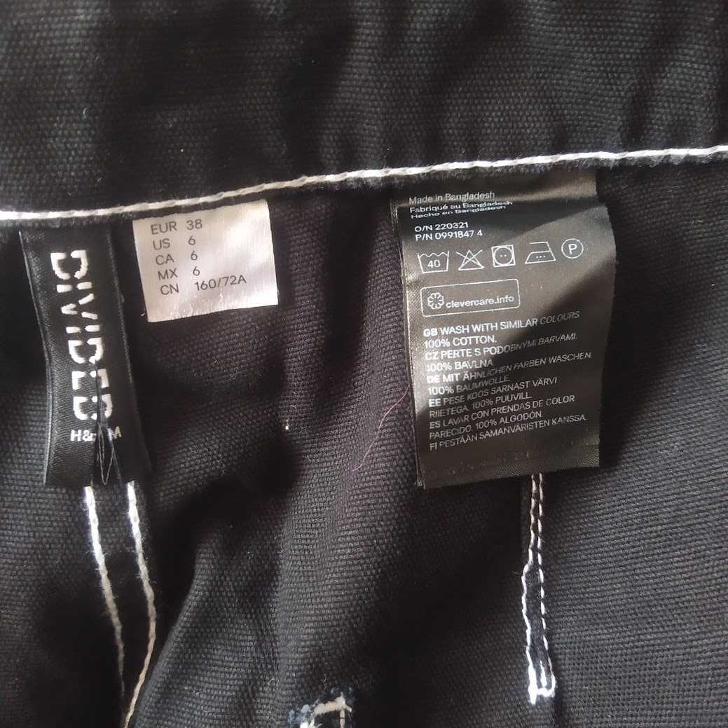 H&M szerokie spodnie cargo bojówki czarne z przeszyciami M S