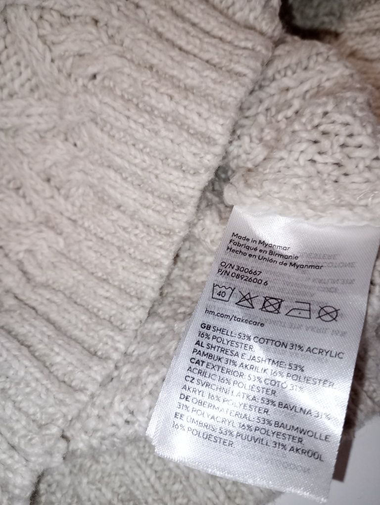 Beżowy sweterek H&M rozmiar 92 (Większy)
