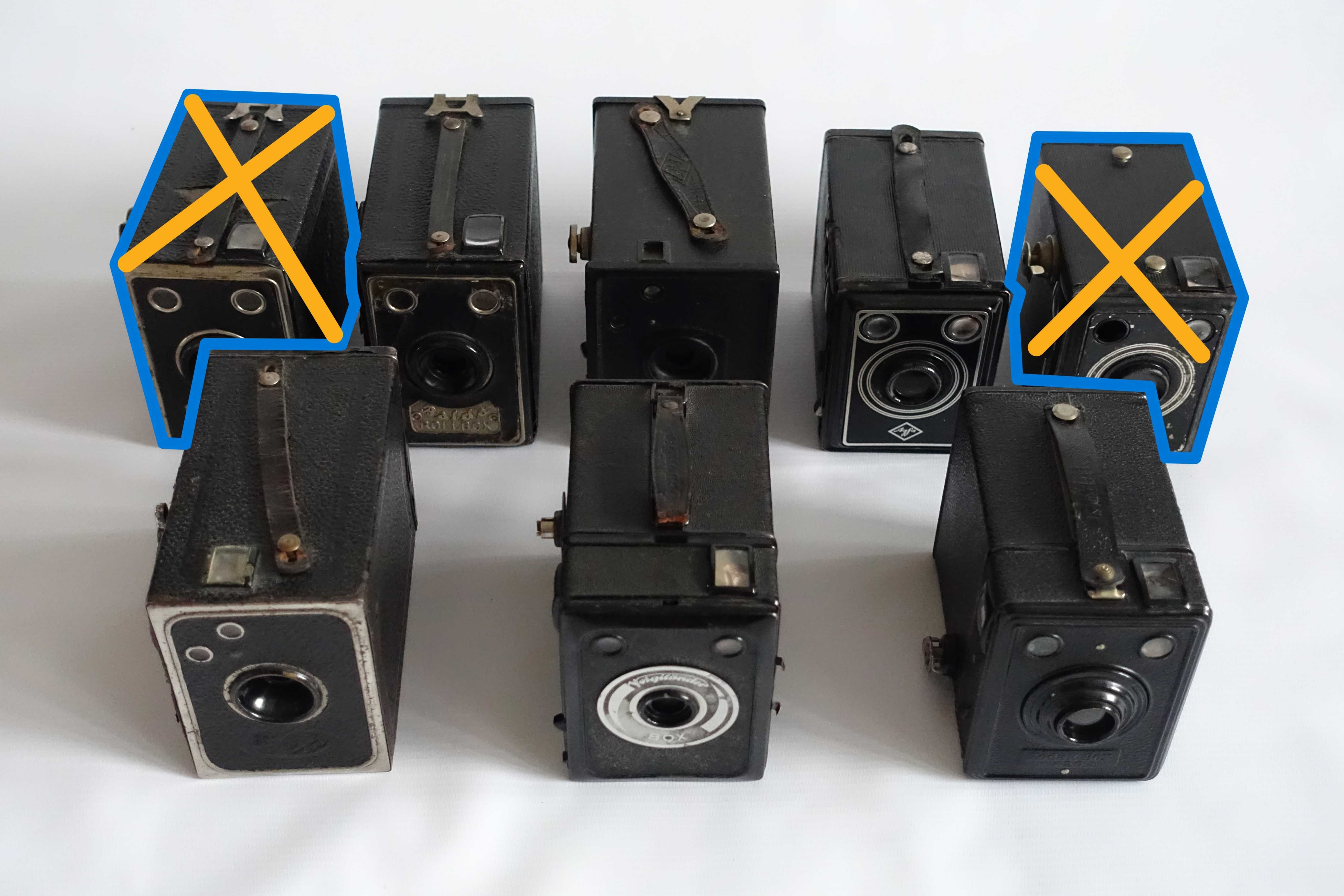 6 sztuk aparatów - Agfa, Voigtlander, Echo, Rollbox, Kodak + Inne