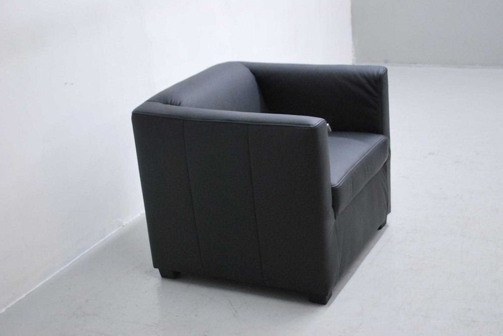 RZL WYGODNY FOTEL cały ze skóry naturalnej czarnej elegancki salon