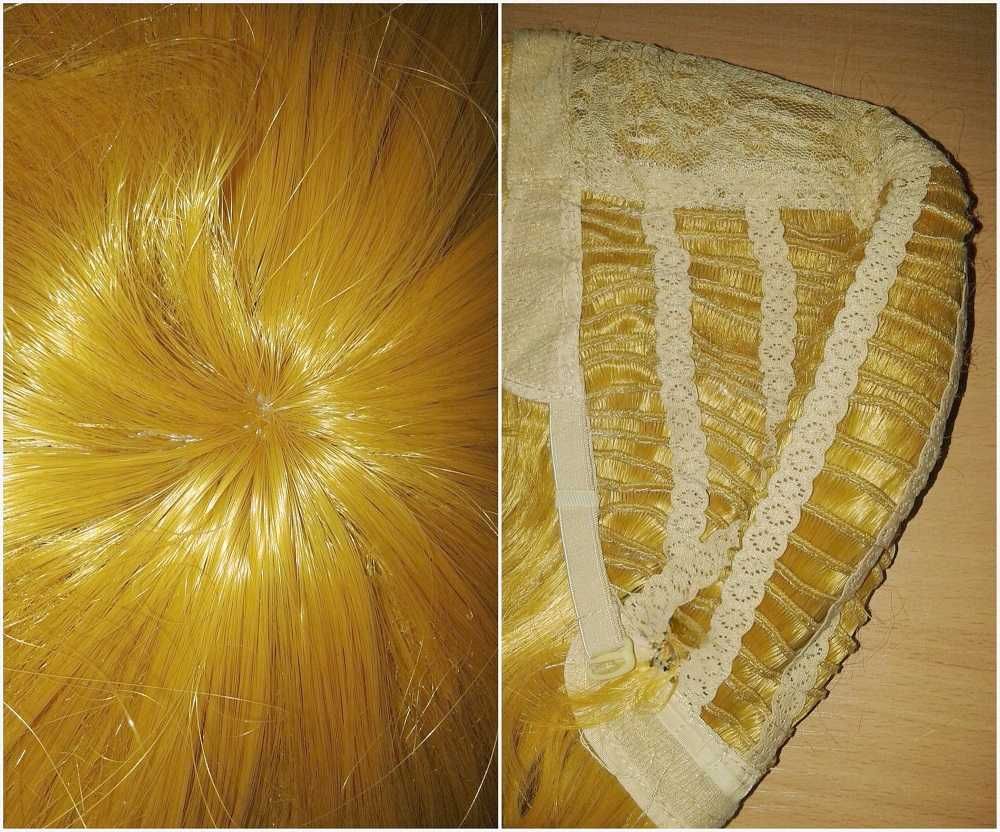 Krótka żółta złota peruka bob męska z grzywką cosplay wig żółty krótki