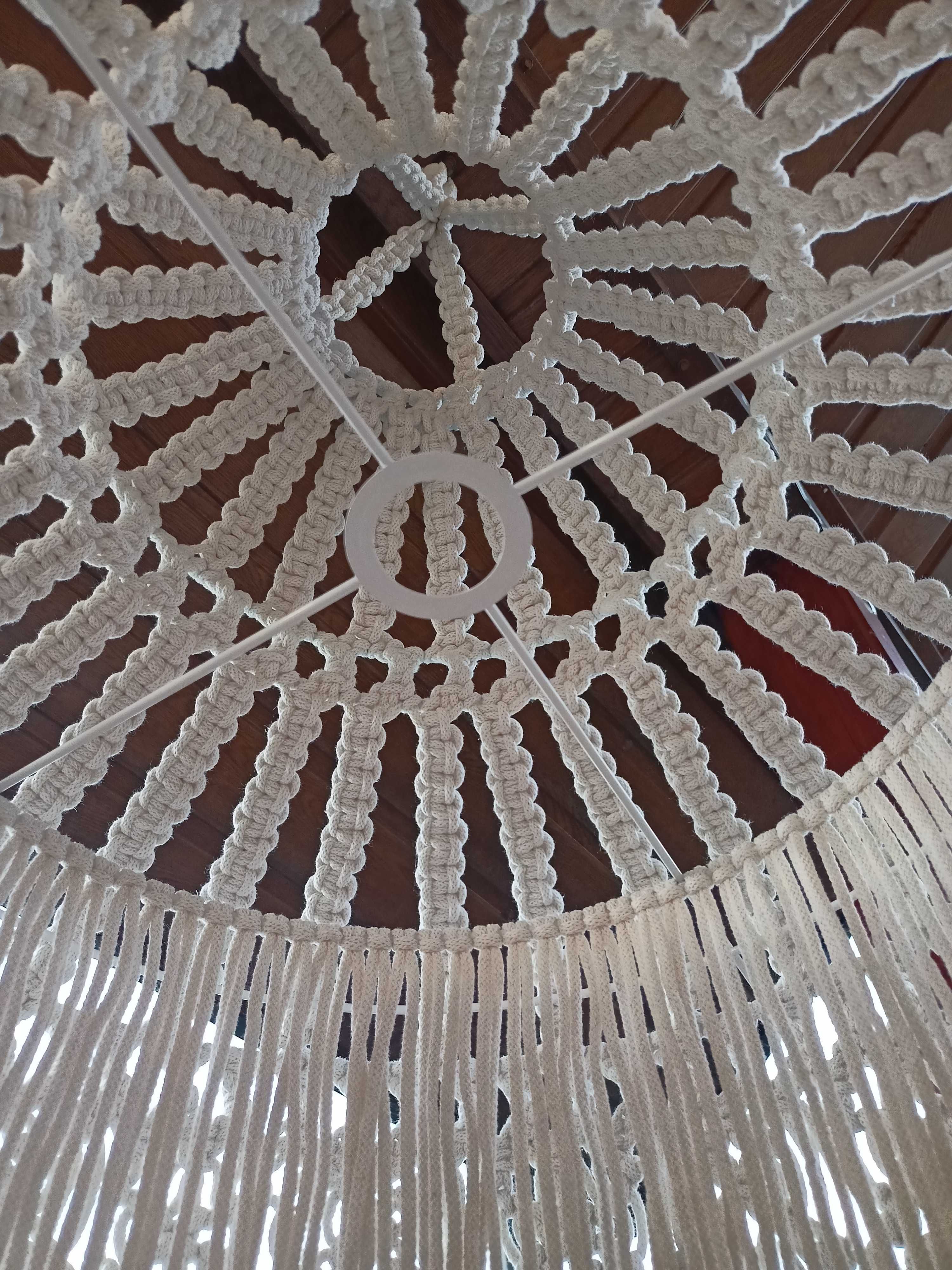 Abażur makrama, ze sznurka do altanki, ogrodu, do domu w stylu boho
