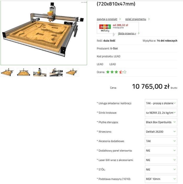 Frezarka LEAD CNC 1000x1000 (720x810x100mm) V-slot Polska Openbuilds