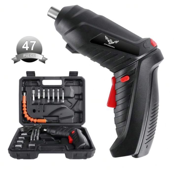 Parafusadeira Mini Portatil com 47 Peças - Kit completo e compacto