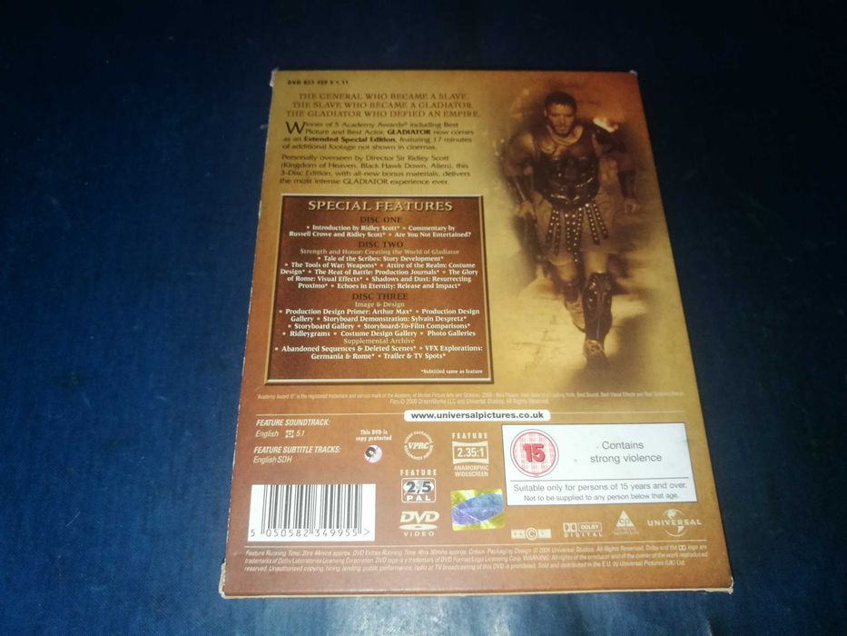 GLADIATOR (GLADIADOR)	3XDVD (legendagem em Inglês)