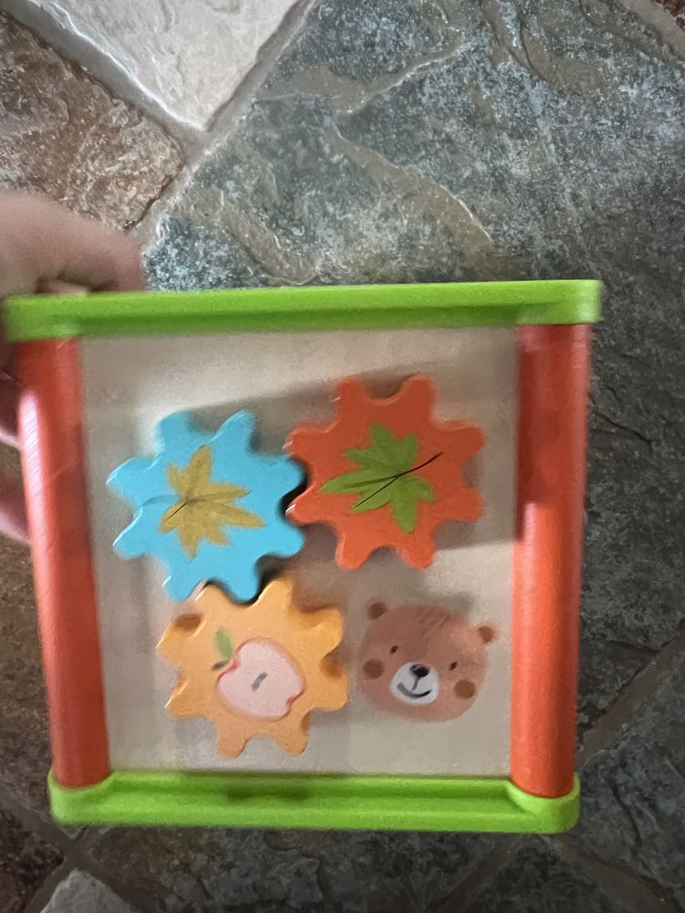 Drewniana Kostka Edukacyjna Interaktywna 5w1