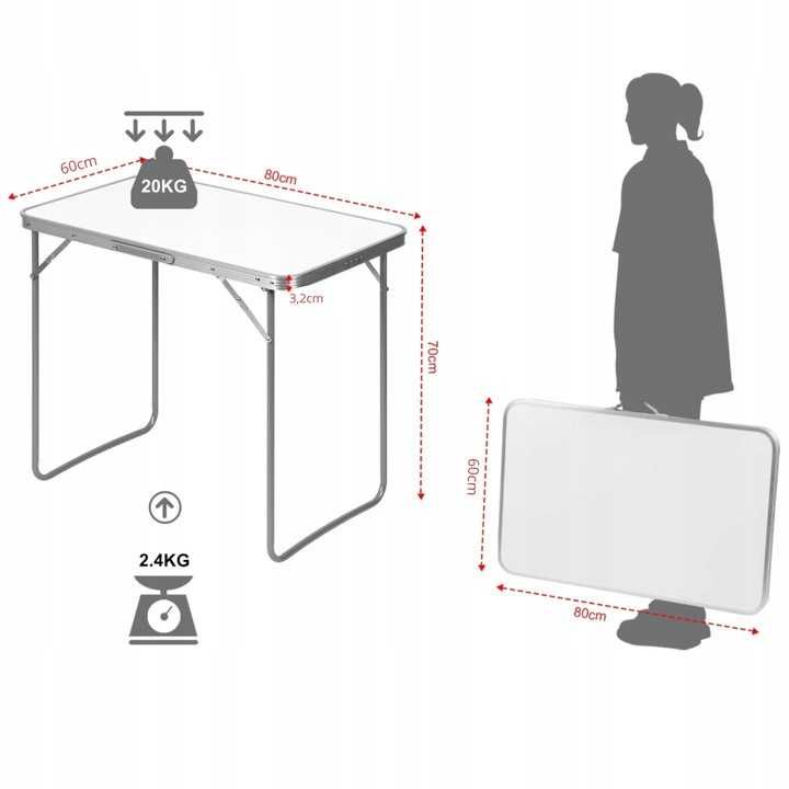 Stolik Turystyczny Składany Kempingowy Ogrodowy 60 x 80 x 70 przenośny