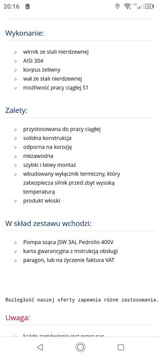 Pompa ssąca Pedrollo