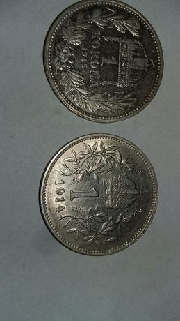 srebrna moneta 1 korona 1914 i 1915 r.