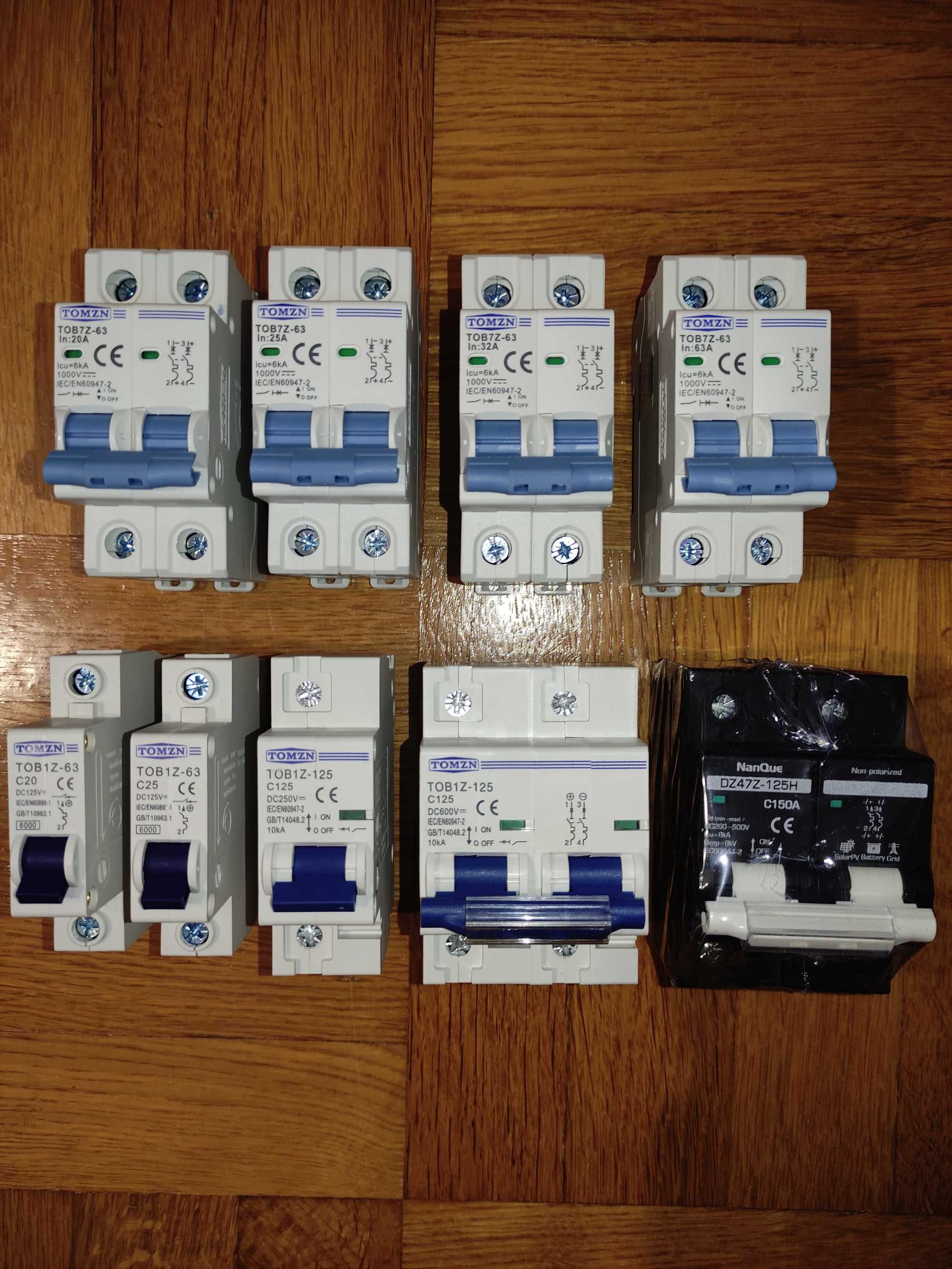 Автомат DC-Tomzn 1Р, 2P 16А,20А, 25А, 32А,40А,63A, 125А,УЗИП Держатель