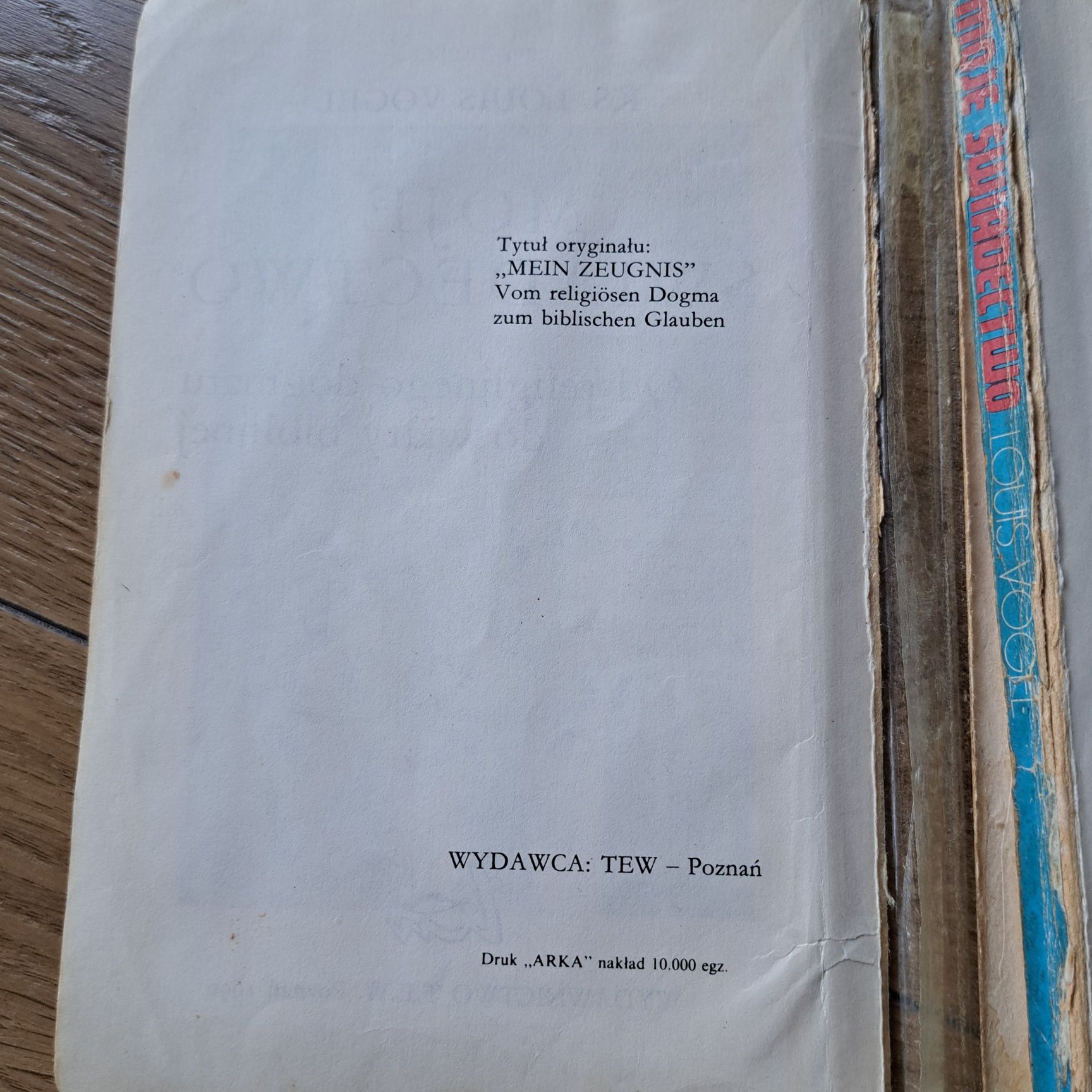 Moje świadectwo – Louis Vogel, rzadkie wydanie, stan średni