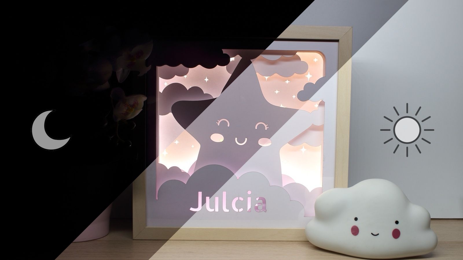 Lampka Nocna Ramka 3D Shadow Box LED Gwiazdka