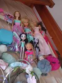 Zestaw lalki Barbie,pompony ,opaski ,akcesoria