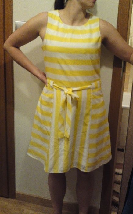 Sukienka żółto-biała na lato - rozm. 12