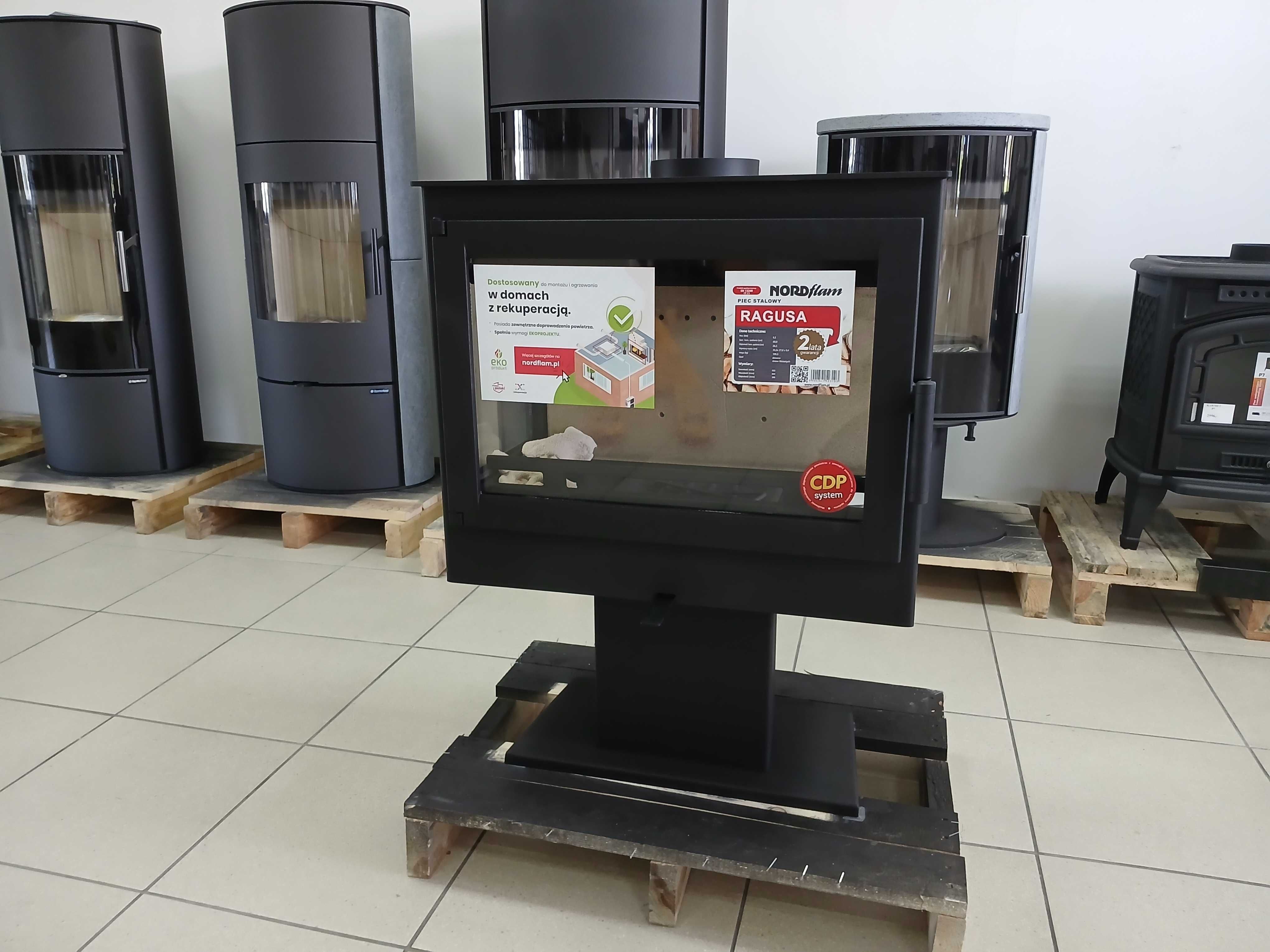 Piec kominkowy trzy szyby Nordflam Ragusa 9,5kW od ręki montaż