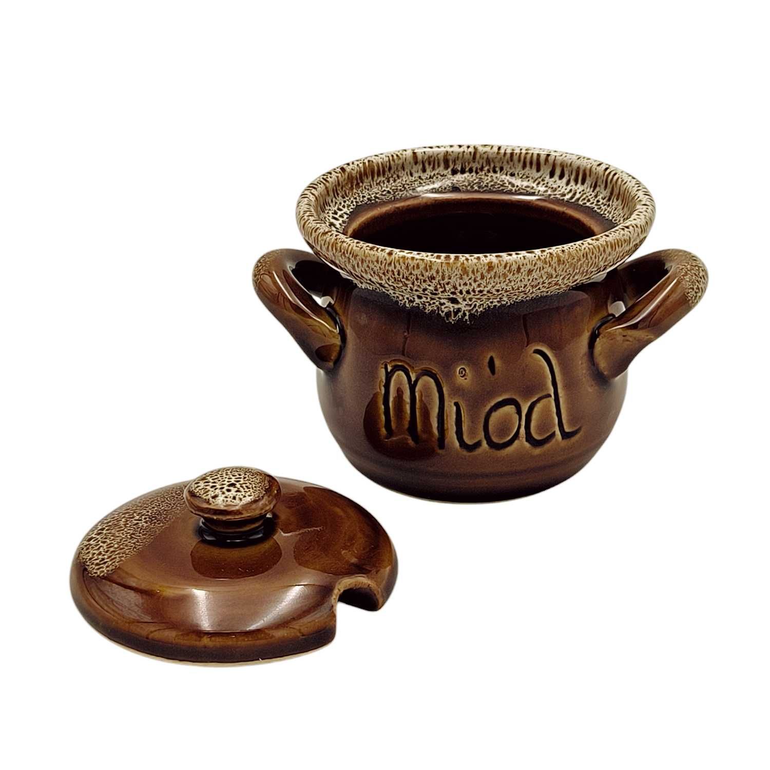 Gliniany Pojemnik na Miód 250 ml Ceramiczny Pojemnik Na Miód