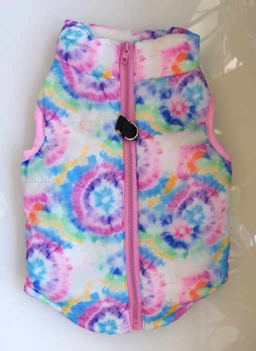 Nowa, kolorowa kurtka dla psa tie dye, rozmiar L