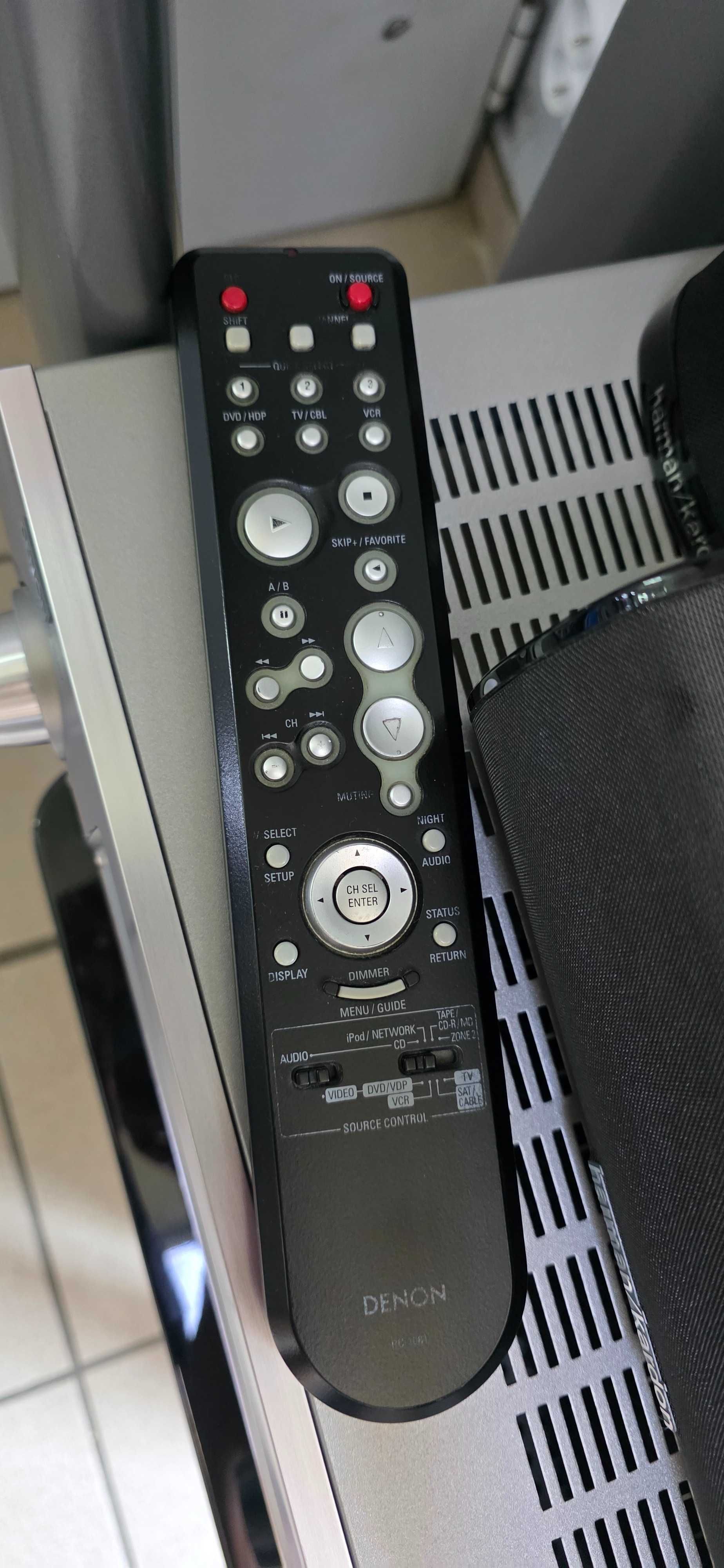 Amplituner Denon AVR-2308 Srebrny Pilot 5.1 Harman Kardon HKTS 11