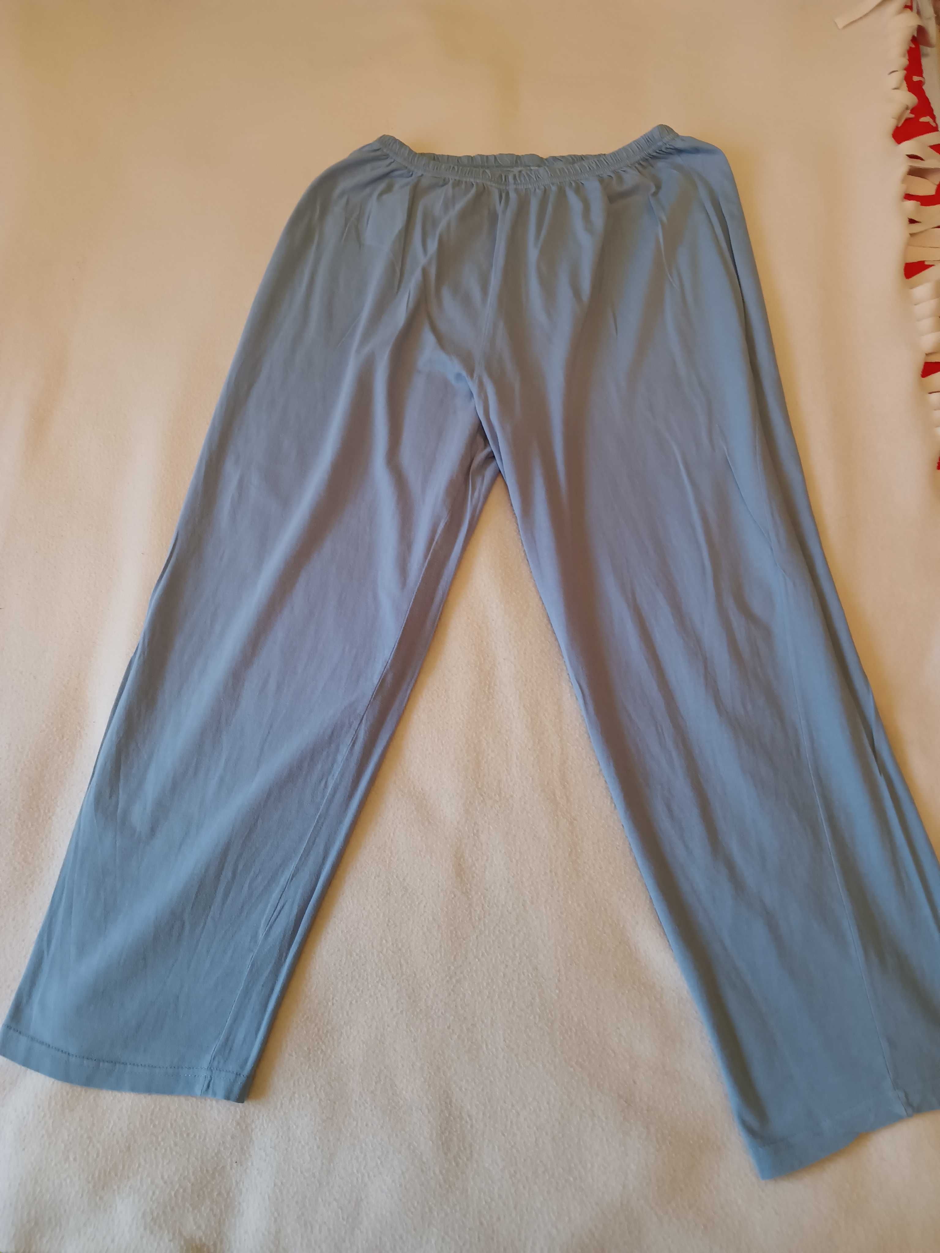 Piżama męska bawełniana niebieska w delikatny wzór L/XL długie spodnie