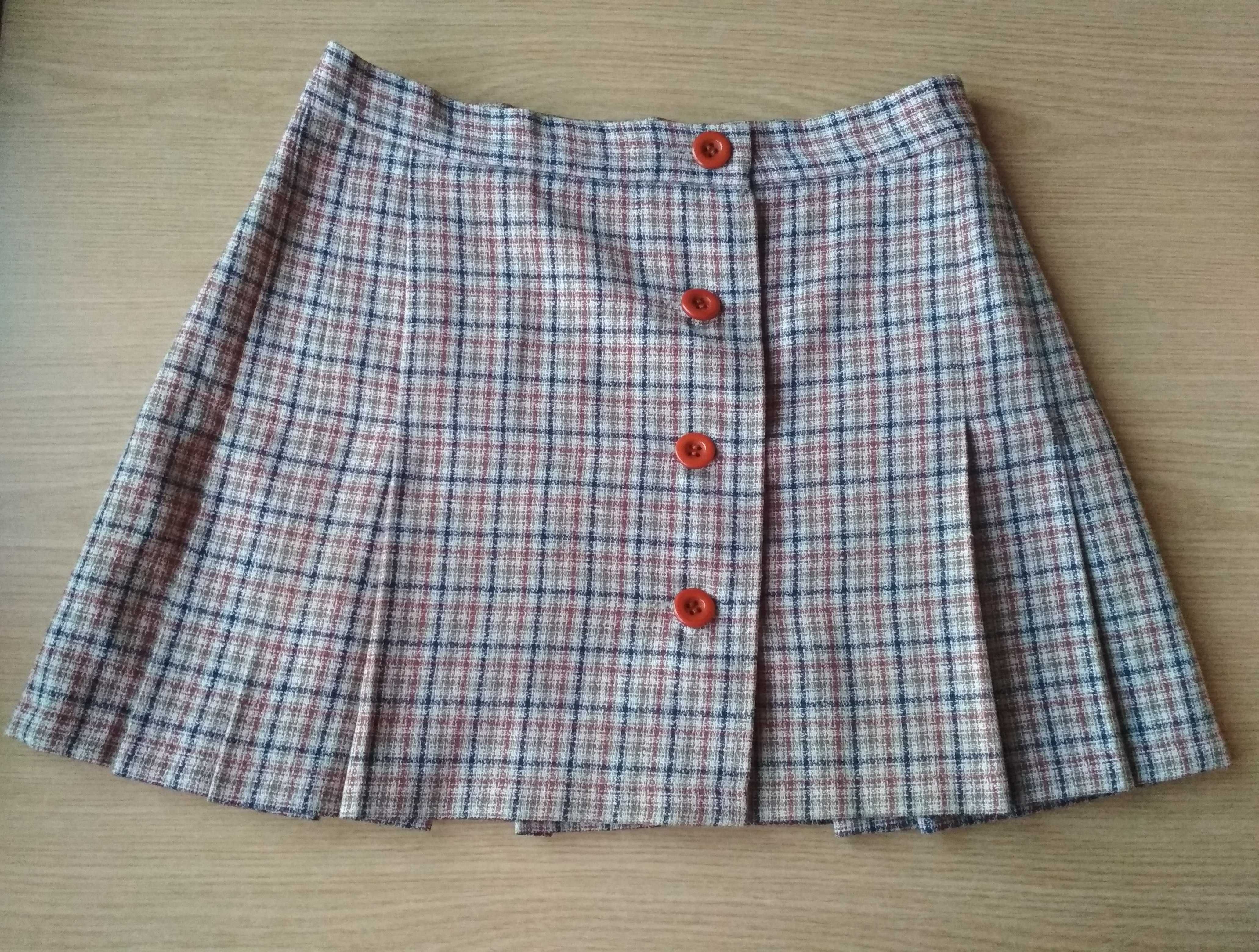 Moda polska spódniczka w kratkę plisy retro R 36