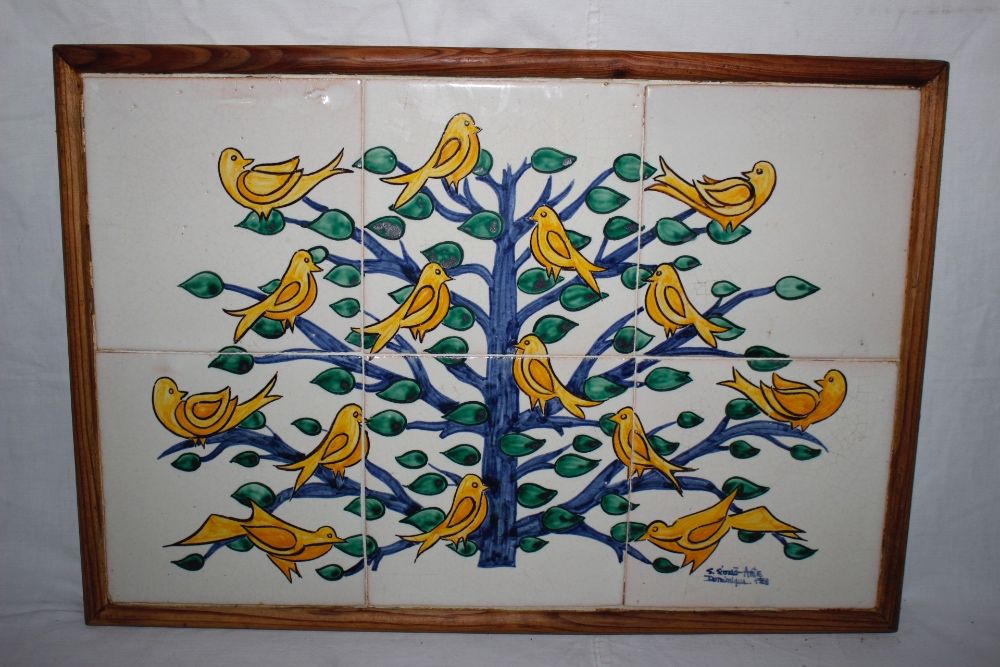 Painel de Azulejos /Mosaico - S. Simão Arte - Arvore e pássaros - 1988