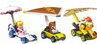 Hot Wheels Mariokart Tanooki, Bowser, księżniczka Mattel Super Mario