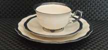 Porcelana Śląska Koenigszelt TRIO Charlotte zdobione Srebrem
