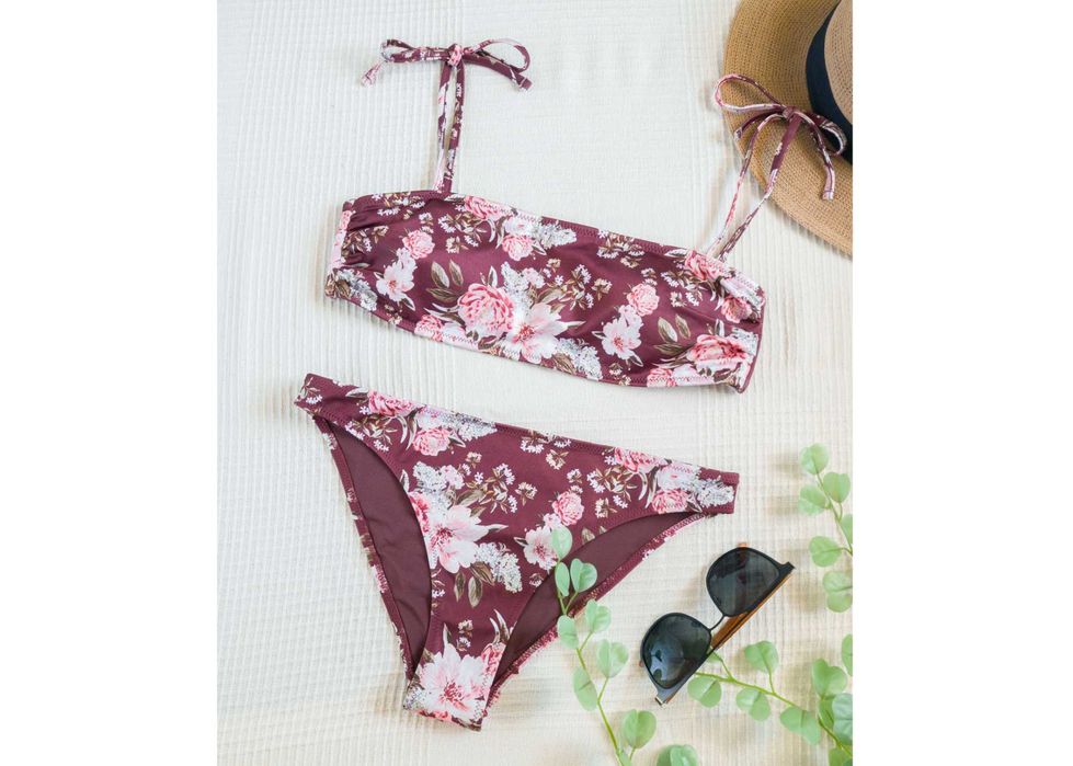 Nowe bikini H&M w kwiaty retro wiązane wakacje lato strój kąpielowy