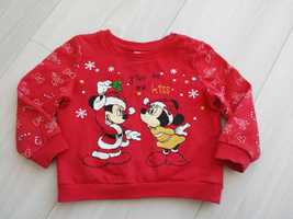 Świąteczna bluza Disney Mickey & Minnie czerwona święta gwiazdka 80