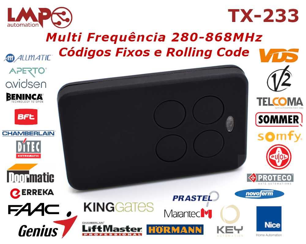 Comandos de portão de garagem - Código Fixo e Rolling Code - 433MHz