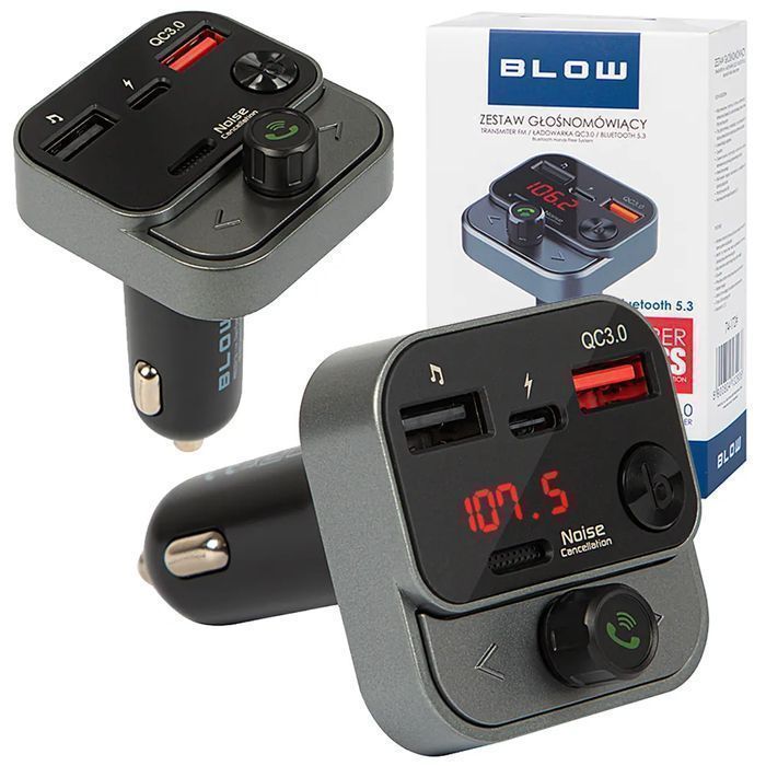 Transmiter FM z zestawem głośnomówiącym Bluetooth QC3.0 PD 30W 74-172#