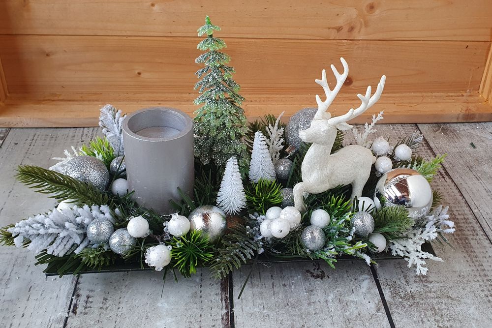 Stroik świąteczny na stół, Boże Narodzenie, renifer, świeca