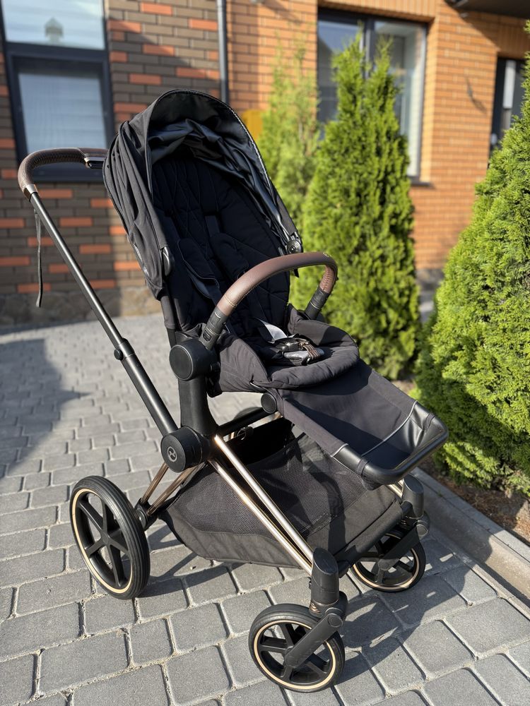 Коляска Cybex Priam 4.0 Sepia Black шасі Rosegold 2 в 1