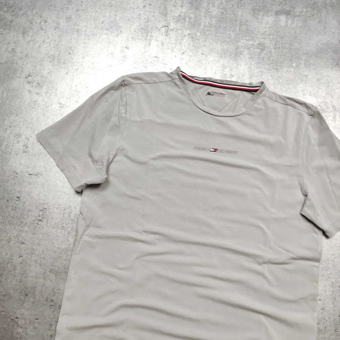 MĘSKA Koszulka Bawełna Szara PREMIUM Logo Elegancka Tommy Hilfiger