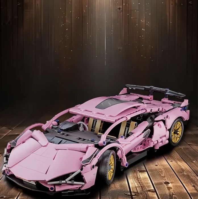 Контсруктор 1300 дет спортивна машина 36*17см lego technic рожева