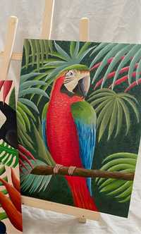 Картина папуга попугай акрил ручной работы