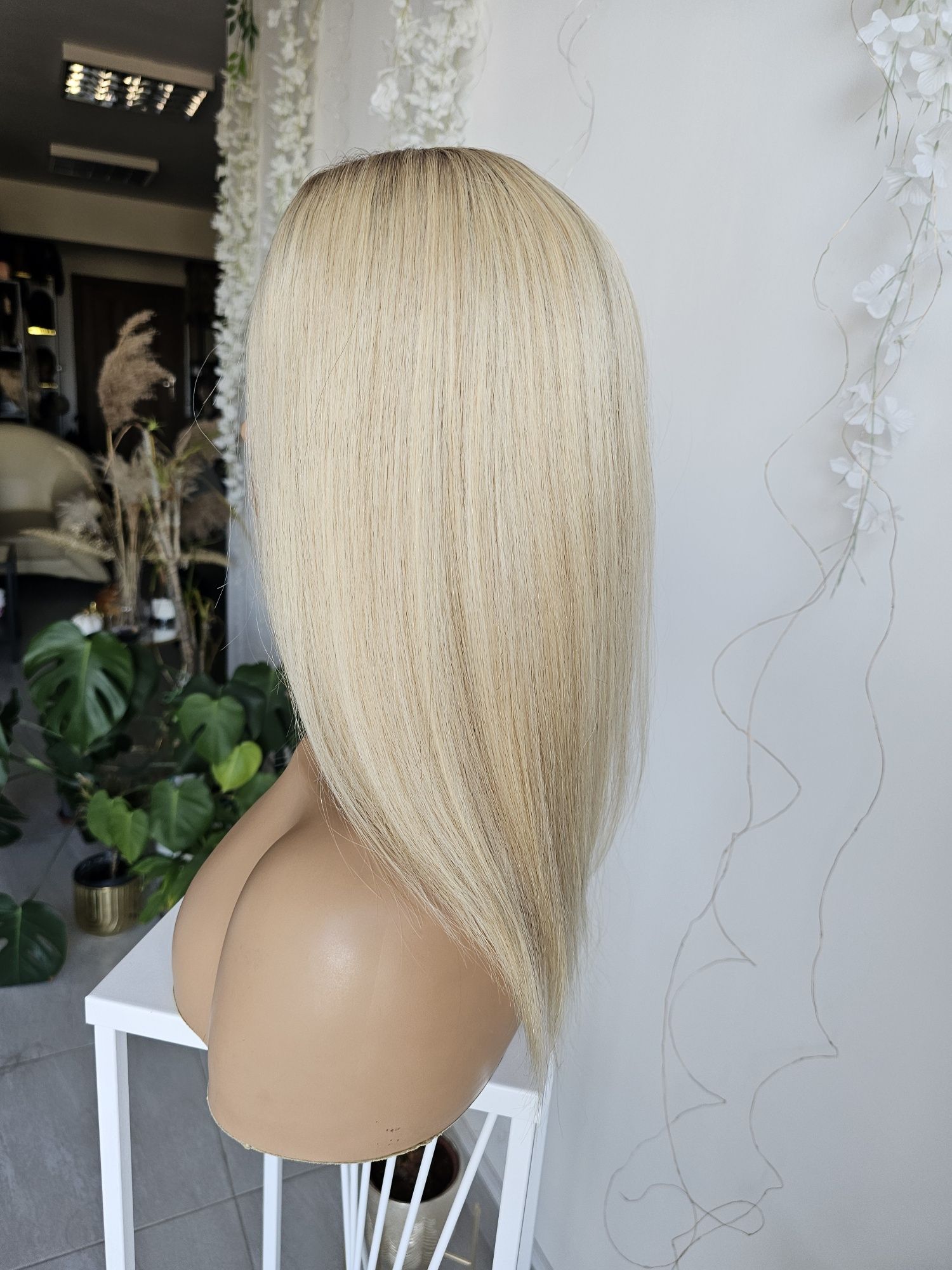 Topper tupet z włosów naturalnych jasny blond duża baza Kris 50 cm