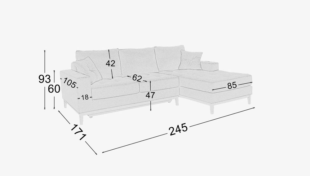 Narożnik VIVIEN BIS, skandynawski kanapa sofa narożna    - wyprzedaż.