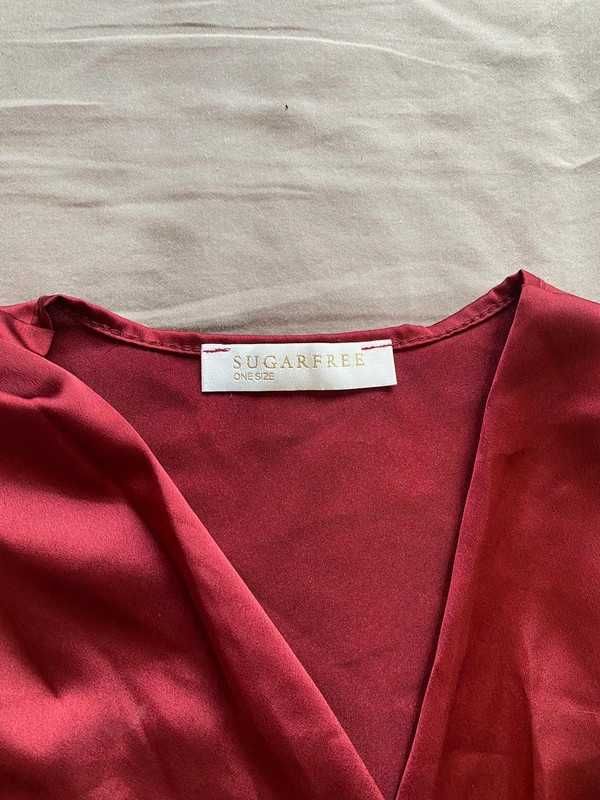 Szyfonowe kopertowe bordowe body one size