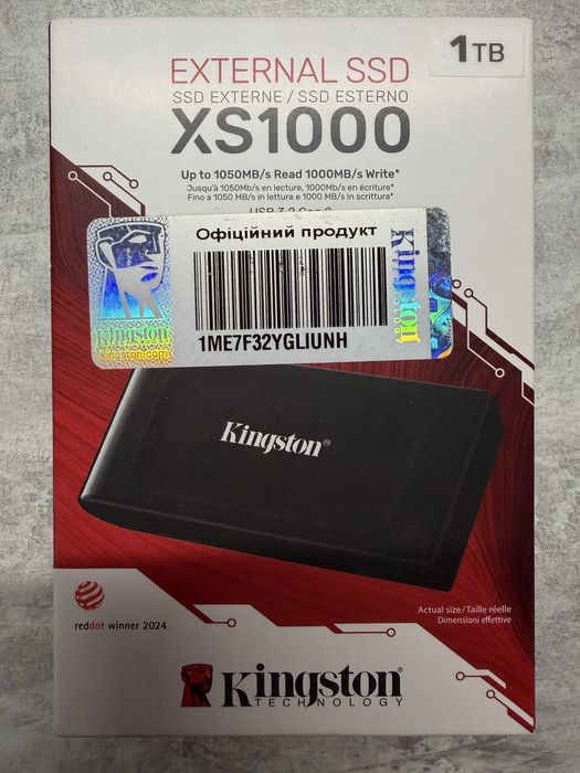 Новий оригінальний зовнішний SSD-накопичувач Kingston XS1000 1Tb