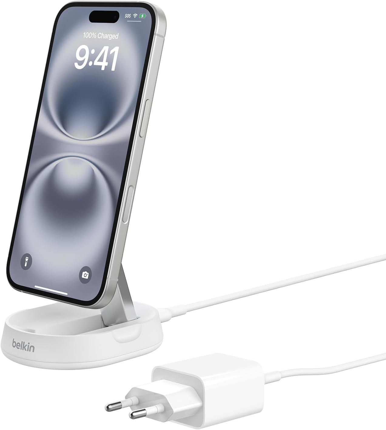 Belkin BoostCharge Pro MagSafe Qi2 15W Зарядна підставка + блок 20 ват