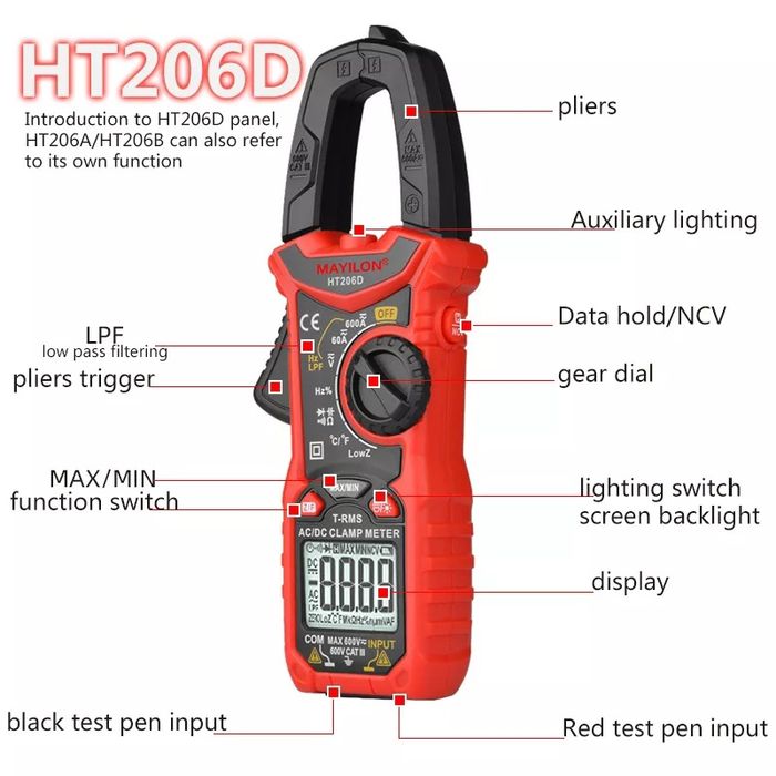 Струмові кліщі HT206D, HT208D (1350грн) , Токовые Клещи HT206D, HT208D