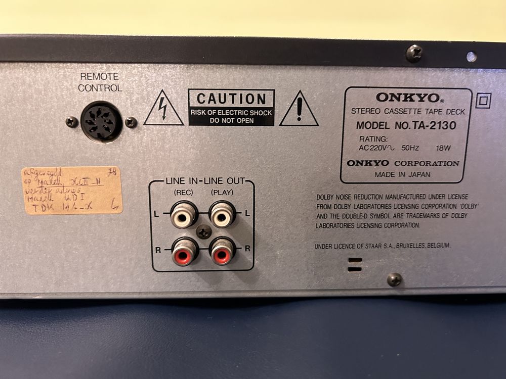 Magnetofon jednokasetowy ONKYO TA-2130 Dźwięk Stereo made in Japan RCA