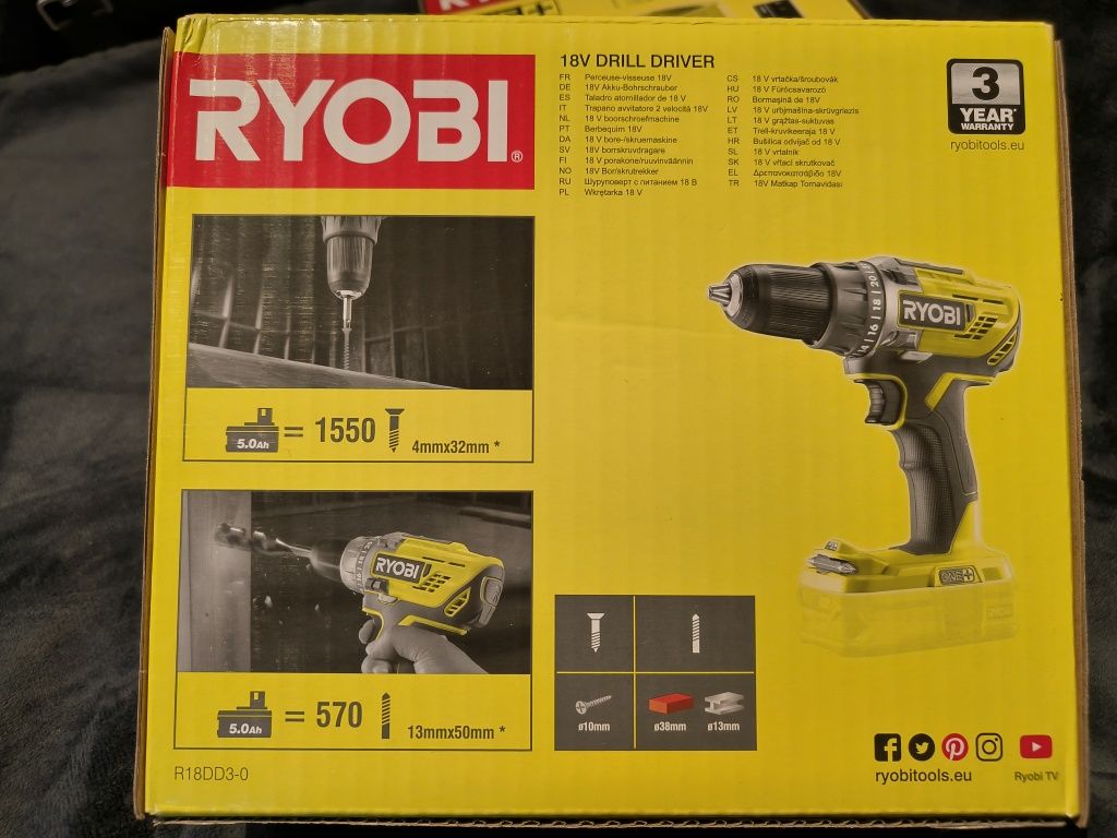 RYOBI Wiertarko-wkrętarka 18V bezprzewodowa idealny +aku+ładowara